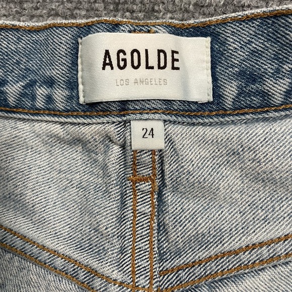 AGOLDE Dee Denim Shorts Womens 24 Thrashed Button Fly High Rise Jean Distressed - Picture 7 of 10